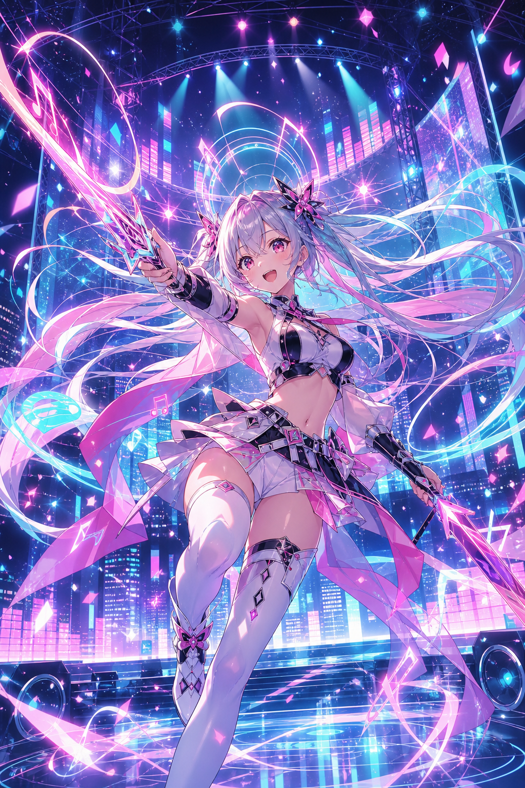 Neon Pulse anime rhythm-action art